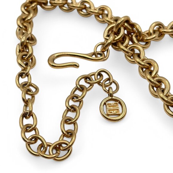 Vintage GIVENCHY Gold Tone Long Necklace 32" Gorgeous 90s Jewelry Hook Chain - Picture 3 of 8